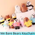 We Bare Bears Anime Figure Plush Toys Grizzly Panda Ice Bear Keychain Key Ring Stuffed Animal Dolls