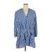 Zara Casual Dress - Mini V-Neck 3/4 sleeves: Blue Chevron Dresses - Women's Size X-Large