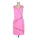 Banana Republic Casual Dress - Sheath V Neck Sleeveless: Pink Solid Dresses - Women's Size 4