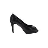 White House Black Market Heels: Pumps Platform Cocktail Black Print Shoes - Women's Size 8 - Peep Toe