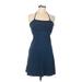 American Eagle Outfitters Casual Dress - Mini Halter Sleeveless: Blue Solid Dresses - Women's Size Medium