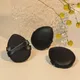 5PCS Black Leather Cushion Powder Puff Double Ribbon Foundation Blending Makeup Sponge Applicator