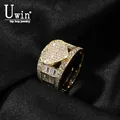 Uwin Baguette Heart Rings for Women Black/Green Iced Out Cz Stones Rings Butterfly Cz Rings Fashion