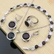 925 Sterling Silver Jewelry Sets Big Black CZ Hyperbole Design Earrings Fashion Suit Necklace Sets