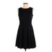 Banana Republic Casual Dress - A-Line Crew Neck Sleeveless: Black Solid Dresses - Women's Size 4 Petite