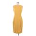 Calvin Klein Casual Dress - Sheath High Neck Sleeveless: Yellow Print Dresses - Women's Size 8