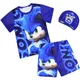 Sonic The Hedgehog Children's Fashion Casual Swimsuit Short Sleeve Swimming Cap Three Set Children's