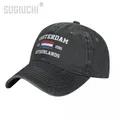 Flag of Netherlands EST.1581 Amsterdam Unisex Adult Charcoal Washed Denim Baseball Cap Men Vintage