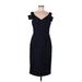 Maggy London Casual Dress - Sheath: Blue Brocade Dresses - Women's Size 10