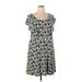 Ann Taylor LOFT Casual Dress - Mini Scoop Neck Short sleeves: Black Print Dresses - Women's Size 20