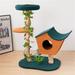 Happy & Polly House Cat Tree, Cat Condo for Indoor, Cat Tower w/ Scratching Post, Cat Climbing Frame in Brown | 26.8 H x 12.6 W x 34.6 D in | Wayfair