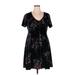 Torrid Casual Dress - Party V Neck Short sleeves: Black Floral Dresses - Women's Size 1X Plus
