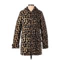 Coat: Mid-Length Gold Leopard Print Jackets & Outerwear - Women's Size Small