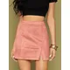 MiuKoMiYa A Line Suede Mini Skirts For Women 2024 Spring Split Leopard Short Skirt Bodycon High