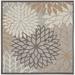Brown/Gray 63 x 63 x 0.25 in Area Rug - Nourison Square Aloha Floral Machine Made Power Loom 5'3" x 5'3" Area Rug in Brown/White/Gray | Wayfair