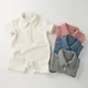 Baby Cotton Bodysuits Todddler Boys Fashion Lapel Short Sleeve Romper Solid Newborns Overalls Polo