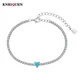 Charms 100% 925 Real Silver 5*5mm Heart-Shaped Aquamarine Pink Quart Lab Diamond Tennis Chain