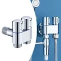 G1/2 Alloy Double Control Angle Valve 1 In Two Out Wall Mount Washing Machine Faucet Toilet Triangle