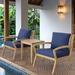 George Oliver Koral 3 Piece Seating Group w/ Cushions Wood/Natural Hardwoods in Blue | Outdoor Furniture | Wayfair 2FA61771D5FF4837BBC3B5061305320A