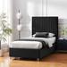 Mercer41 Frieling Platform Bed Upholstered/Velvet, Solid Wood in Black | 55.1 H x 58.3 W x 82.7 D in | Wayfair CC320F0BA3574D709B7DE35C4F5FFDAC