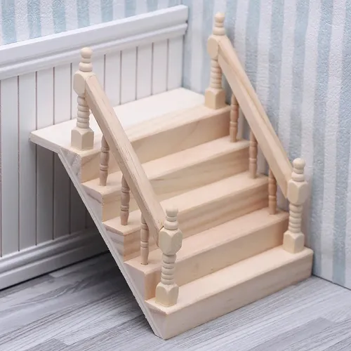 Antike Puppenhaus Miniatur Handlauf Treppe Holz szene einfache Treppe Modelle Mini Treppe Möbel Raum