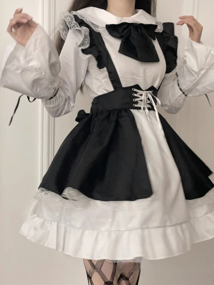 Frauen Dienst mädchen Outfit Lolita Cosplay niedlich sexy erotische Kawaii Cafe Kostüm schwarz weiß Männer Uniform Schürze Kleid niedlichen Bowknot Mucama