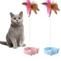 Sweet home Pet Cat Teaser Stick Haustier halsband mit Glocken feder Biss beständige Feder Angelrute