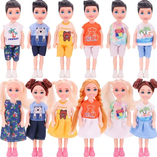 2 teile/satz kawaii Puppen kleider für 14cm Kelly Puppe männliche Jungen Puppe Mädchen Paar Anzug