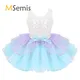 Kinder Mädchen Tutu Ballett Schwan Kleider glänzende Pailletten Mesh Spleiß Bowknot Ballett Tanz