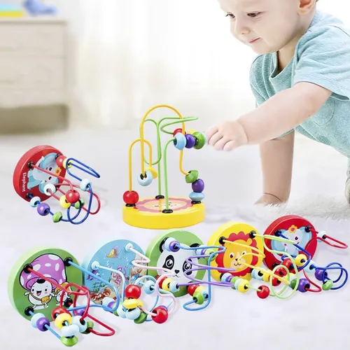 Bead Maze Spielzeug für Kleinkinder Baby Holz Bunte Achterbahn Spiel Pädagogisches Spielzeug Abacus