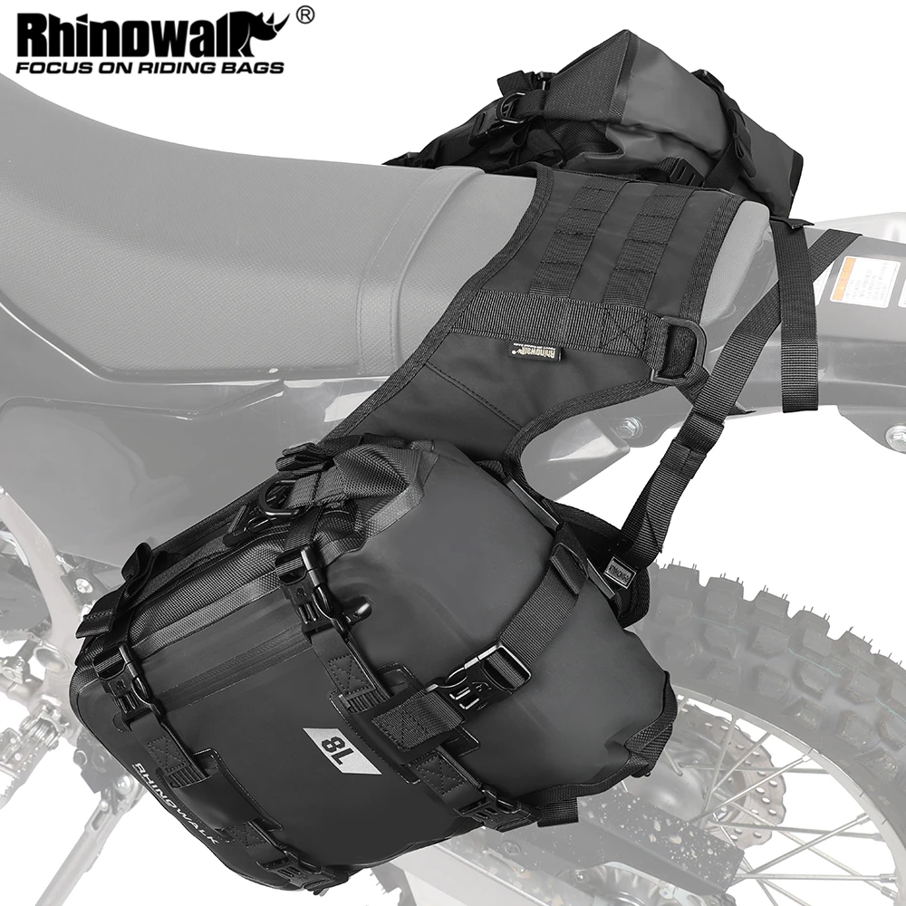Rhinowalk Motorrad-Seitentaschen-Set, linke und rechte Tasche mit Basis, 12 l/16 l/20 l/30 l, abnehmbare Rücksitztasche, universelles Basis-Werkzeuggepäck Image