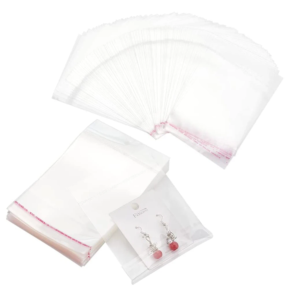 100 stücke klar selbst klebende Tasche kleine Plastik beutel für Lagerung Halskette Schlüssel bund Süßigkeiten Geschenk Schmuck Verpackung kleine Unternehmen