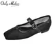 Only maker Frau schwarz quadratische Zehen Mesh Ballerinas Mode täglich elegante flache Schuhe