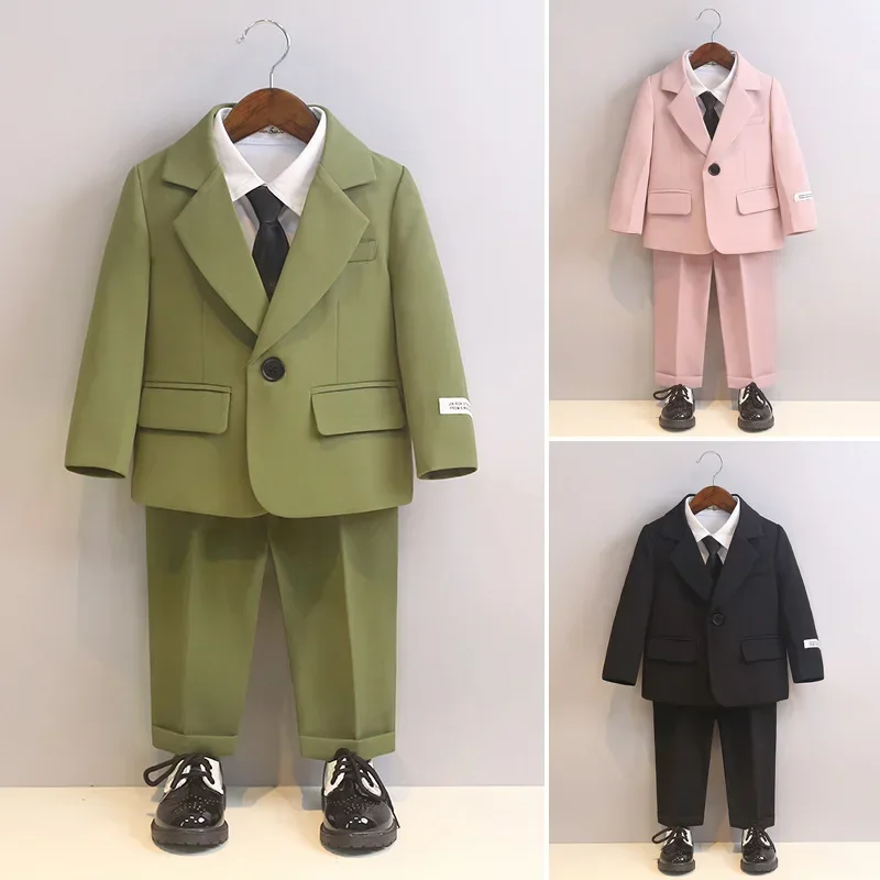 Jungen formelle Anzüge 2 Jahre bis 12 Jahre Kinder Performance-Kostüme Gentleman Kinder Hochzeit Geburtstag Blazer Set Kleinkind Geburtstags kleid Image