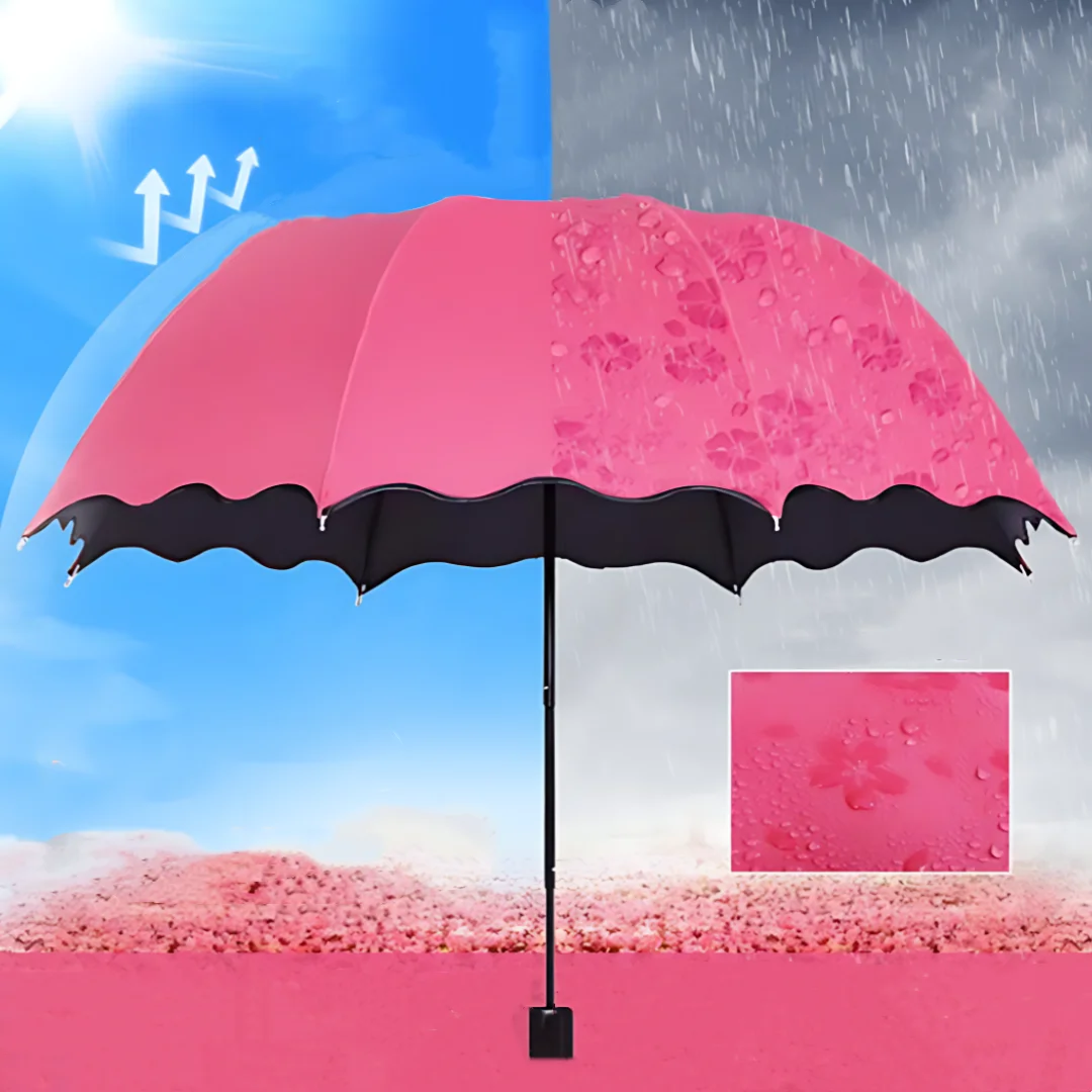 Tragbarer Regenschirm kreativer wasser blühender Regenschirm gekräuselt sonnig und Regenschirm wind dichter UV-beständiger manueller Vinyls chirm Image