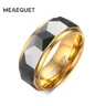 Meaeguet 8mm Ring Breite Faceted Cut Geometrische Hartmetall Hochzeit Ringe Für Männer Schmuck