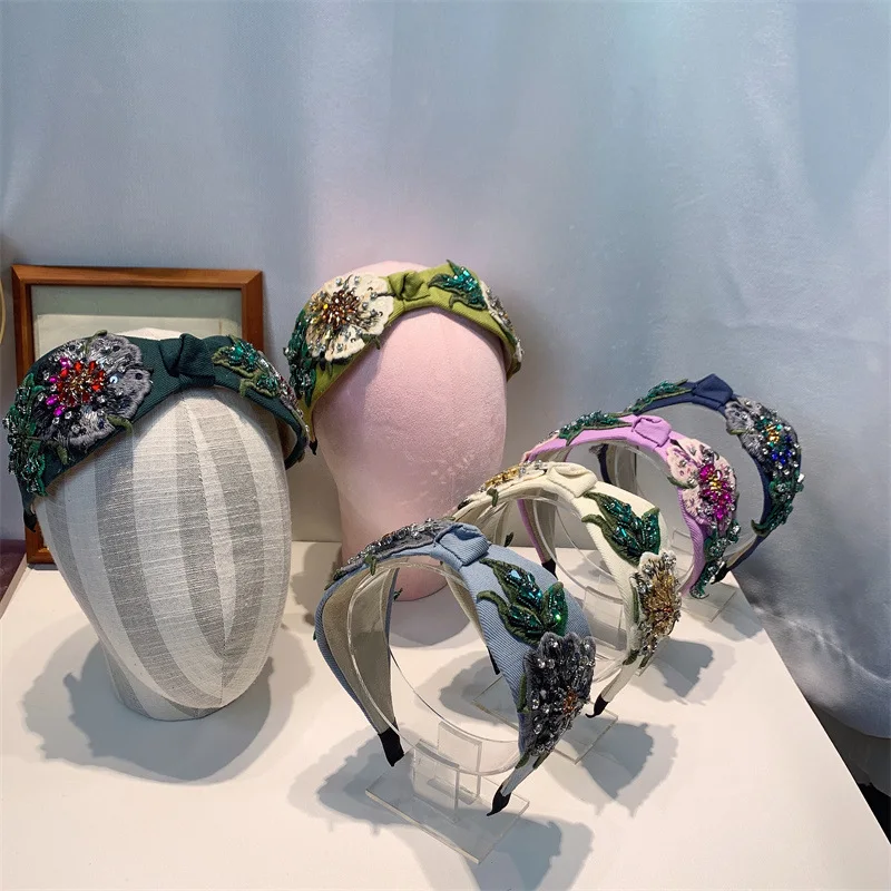 Europäisches und amerikanisches Ornament Barock Retro Stirnband ins kreative Stickerei Diamant High-End Stirnband weiblich Image