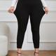 Pantalon Basique Grande Taille Pour Femmes, Pantalon Slim Légèrement Extensible, Taille Haute, Décor De Boutons Unis