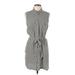Equipment Casual Dress - Shirtdress: Gray Checkered/Gingham Dresses - Women's Size Large