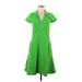 Lilly Pulitzer Casual Dress - A-Line V Neck Short sleeves: Green Solid Dresses - Women's Size Medium