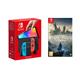 Nintendo Switch OLED Neon & Hogwarts Legacy Bundle, Red,Blue