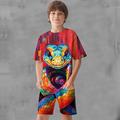 Garçon 3D Graphic Animal T-shirt Short Ensemble tee-shirt Ensemble de Vêtements Manche Courte 3D effet Eté Printemps Actif Sportif Mode Polyester Enfants 3-13 ans Extérieur Plein Air Vacances