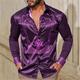 chemise graphique pour hommes imprime totem couverture noir violet marron vert extérieur rue vêtements à manches longues vêtements mode streetwear designer floral satin formel