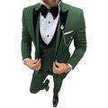 Costume Homme Mariage Ensemble de 3 pièces Vert Gris Claire Couleur Pleine Coupe Standard Droit un bouton 2023