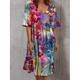 Femme Robe casual Robe d'été Floral A Volants Imprimer Col en U Mini robe Vacances Demi Manches Eté