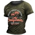 profiter du super surf cocotier vintage hommes impression 3d t-shirt t-shirt sport en plein air vacances sortir t-shirt bleu marine vert armée gris foncé manches courtes col rond chemise printemps