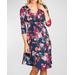 Maternity 3/4-sleeve Floral-print Dress