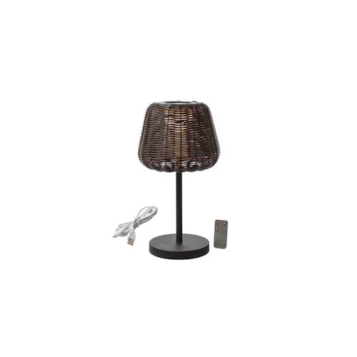 LED Garten Tischlampe Korboptik Rattanoptik dimmbar aufladbar Fernb.