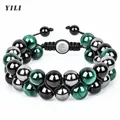 Bracelet Triple Protection oeil de tigre naturel obsidienne hématite perles de 10mm Bracelet fait