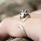 Bague ouverte en forme de souris mignonne pour femme document en argent antique mode moderne